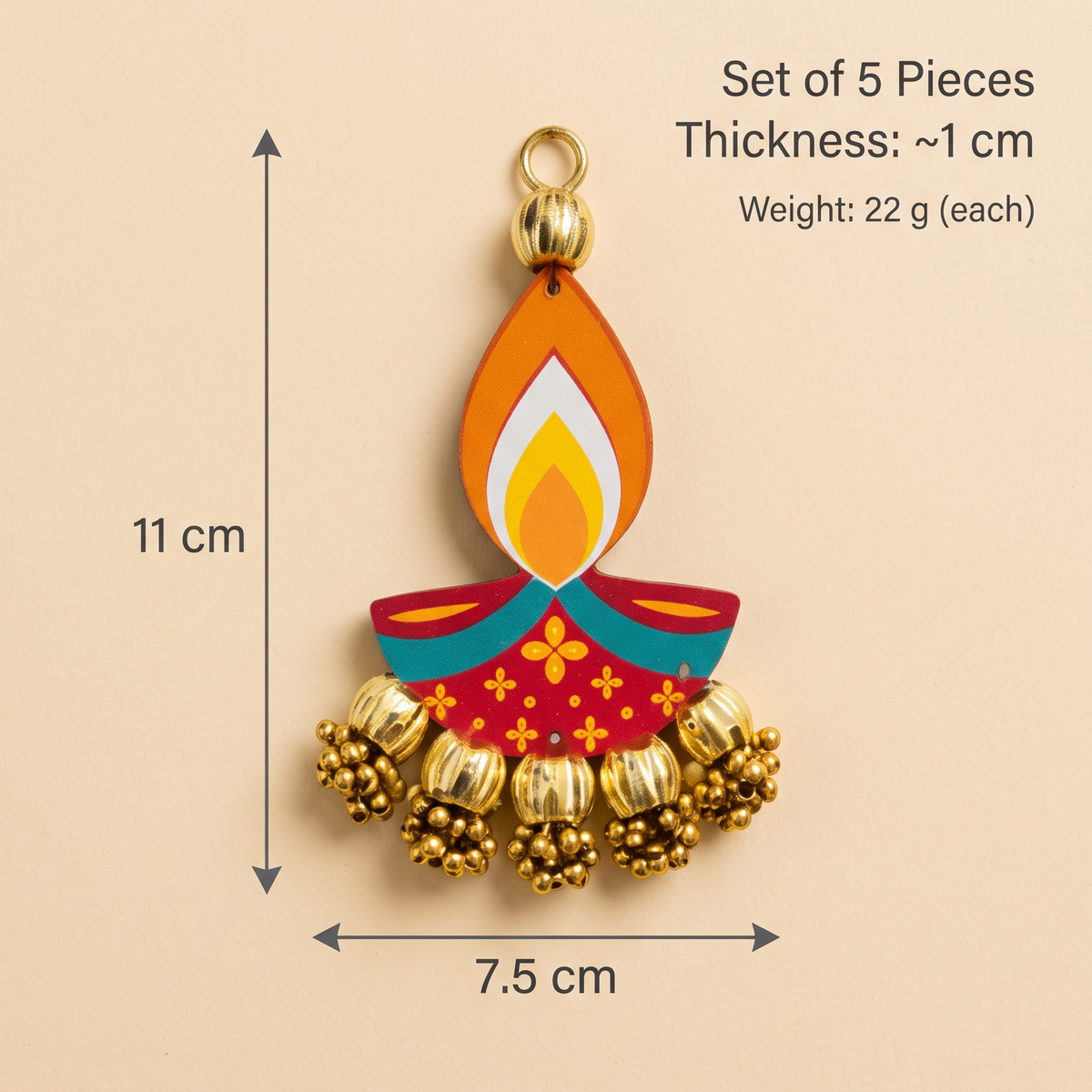 6 Inch Diwali Handcrafted Diya Wall Hanging Set of 5