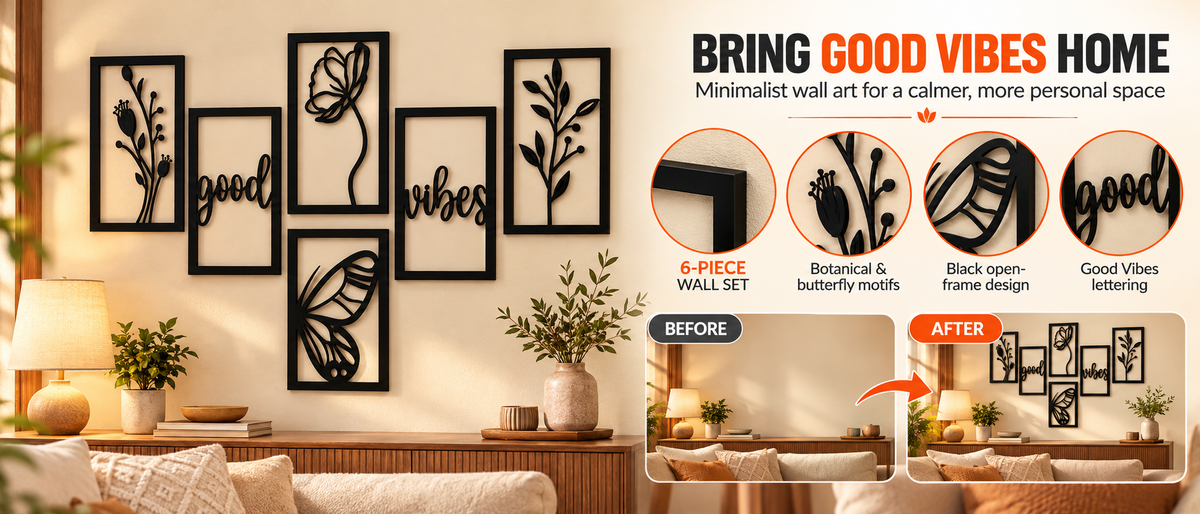 Modern MDF Wall Hanging Art Set (Pack of 6) Overview