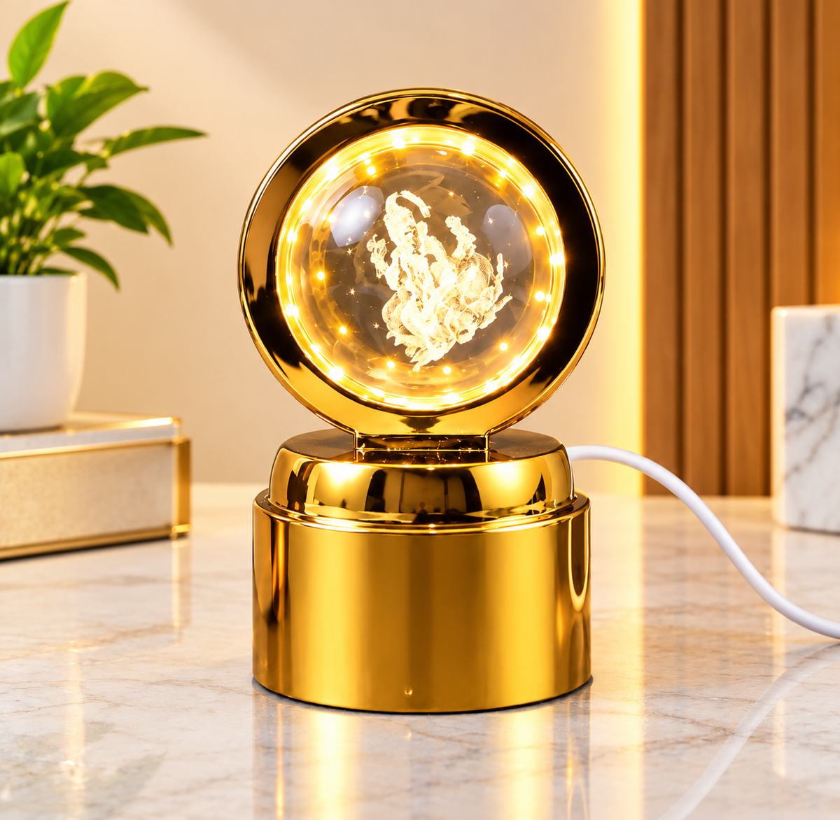 Ganpati Bapa 3D Crystal Ball LED Night Light