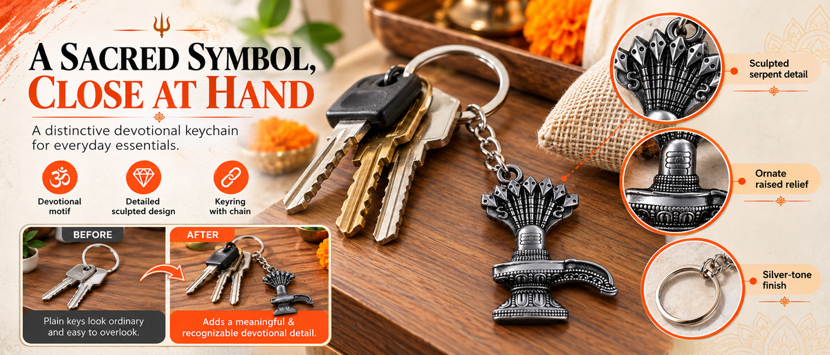Antique Black Spiritual Shiva Lingam Metal Keychain Overview