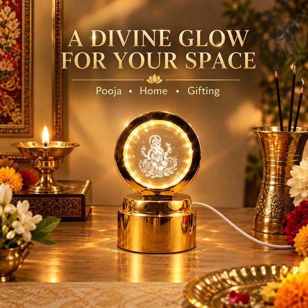 Ganpati Bapa 3D Crystal Ball LED Night Light