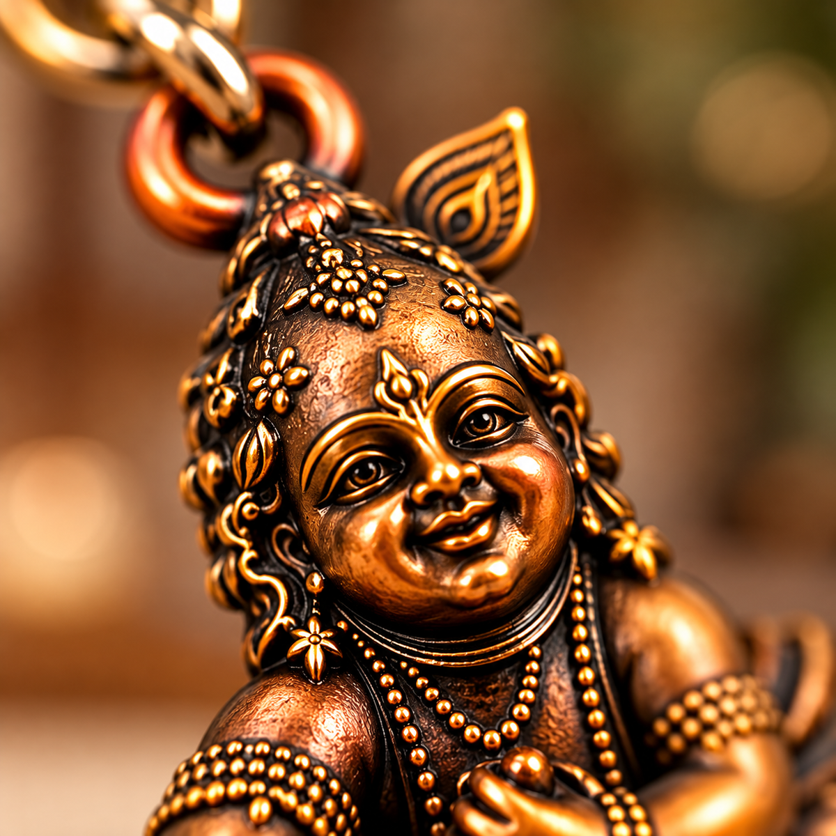 Bal Krishna Makhan Chor Antique Keychain