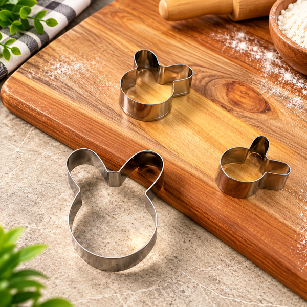 3-Piece Stainless Steel House Cookie Cutter Set for Baking