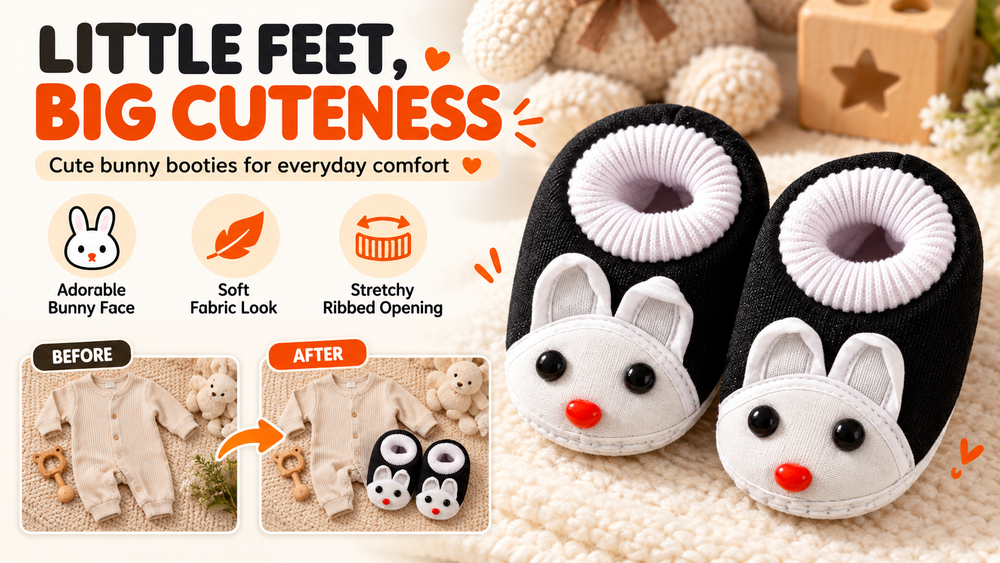 Soft Slip-On Infant Cushion Booties – Warm Baby Shoes (0-12M) Features
