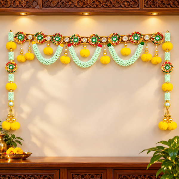 40x36 Inch Pearl & Mirror Work Door Toran