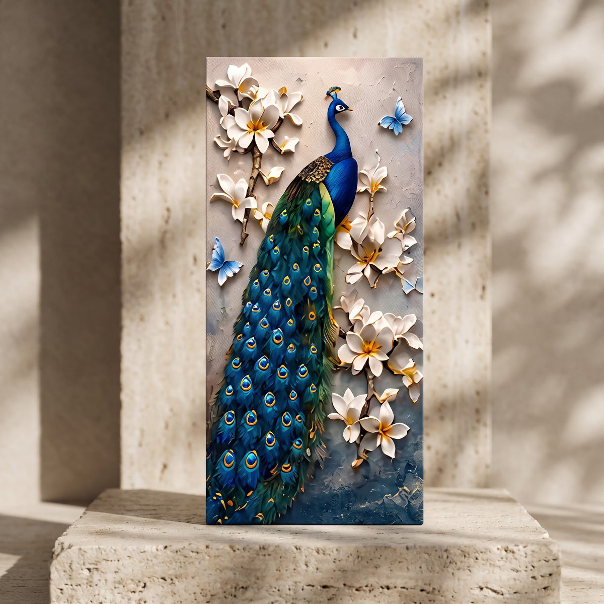 Radha Krishna Peacock 3-Panel Canvas Wall Painting