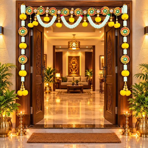 40x36 Inch Pearl & Mirror Work Door Toran