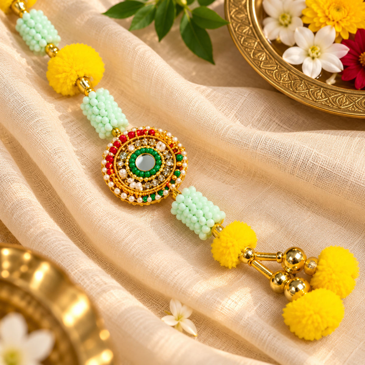 40x36 Inch Pearl & Mirror Work Door Toran