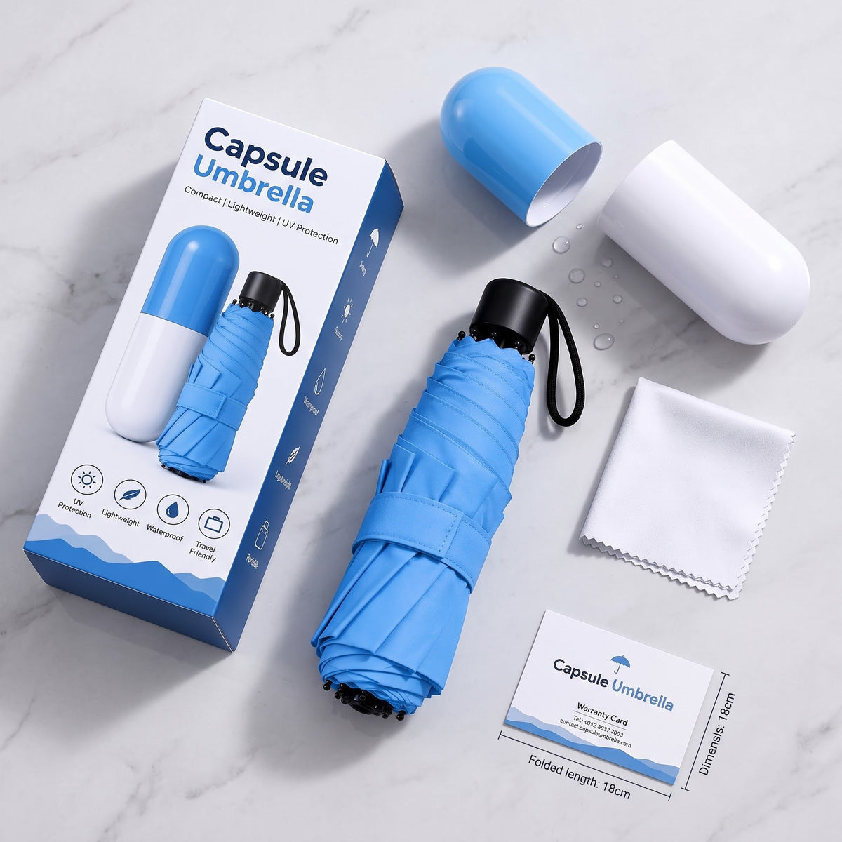 Capsule Shape Mini Folding Umbrella with Storage Case