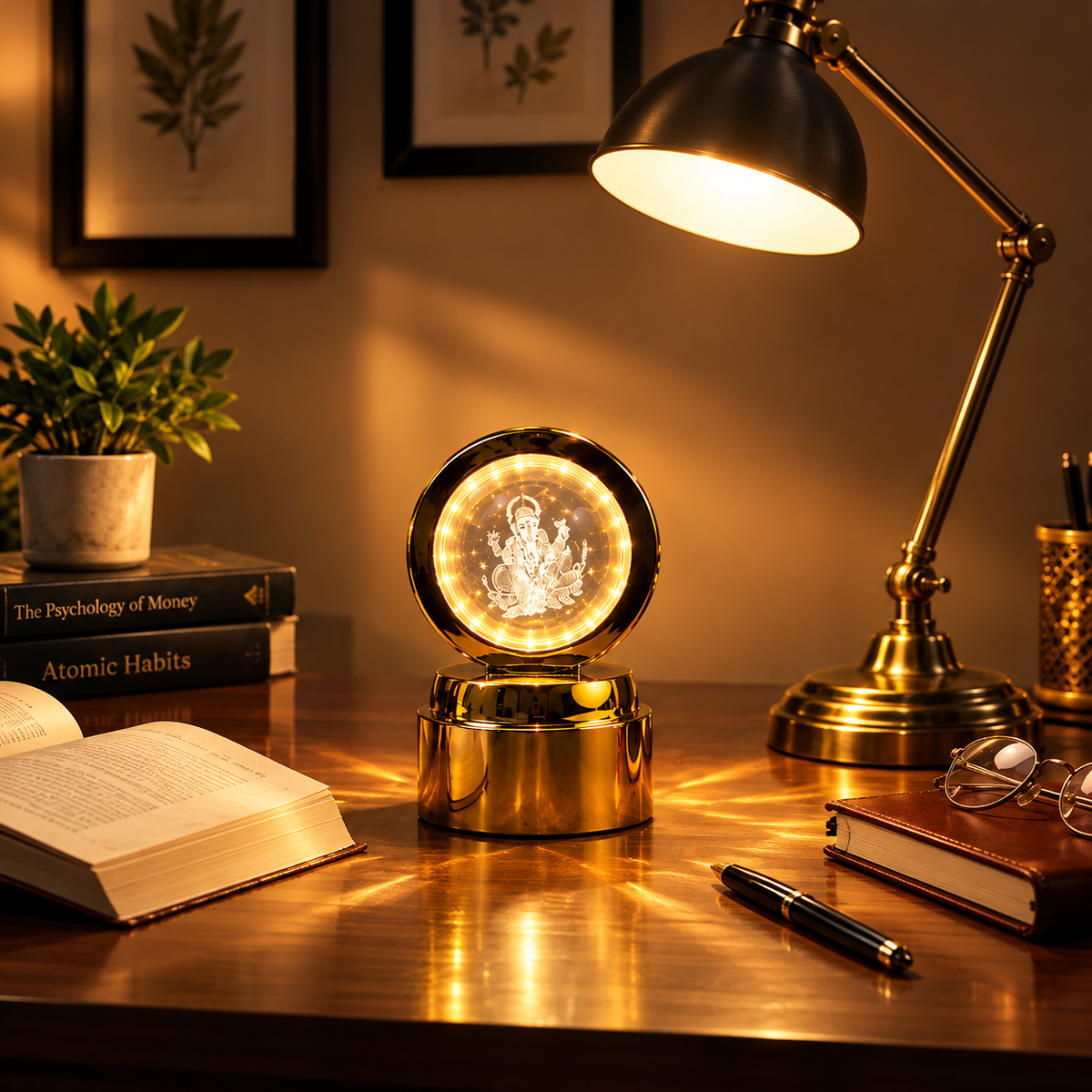 Ganpati Bapa 3D Crystal Ball LED Night Light