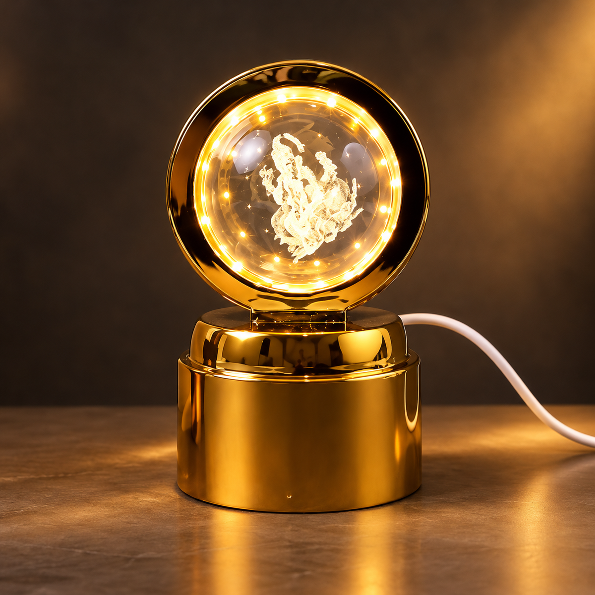 Ganpati Bapa 3D Crystal Ball LED Night Light