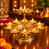 Diwali Urli Bowl Diya Stand with Lotus Candle Holder