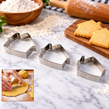 3-Piece Stainless Steel House Cookie Cutter Set for Baking