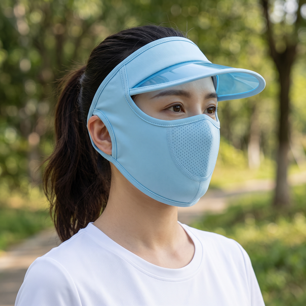 Women's Full Face UV Protection Visor Cap with Breathable Mesh Mask