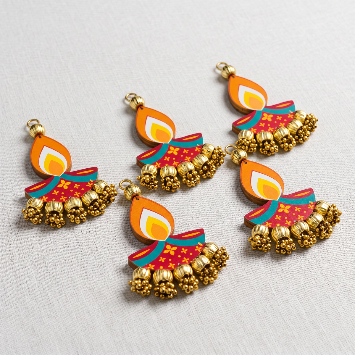6 Inch Diwali Handcrafted Diya Wall Hanging Set of 5