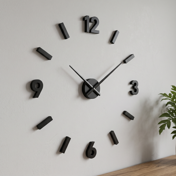 Modern Frameless 3D DIY Black Acrylic 60cm Wall Clock