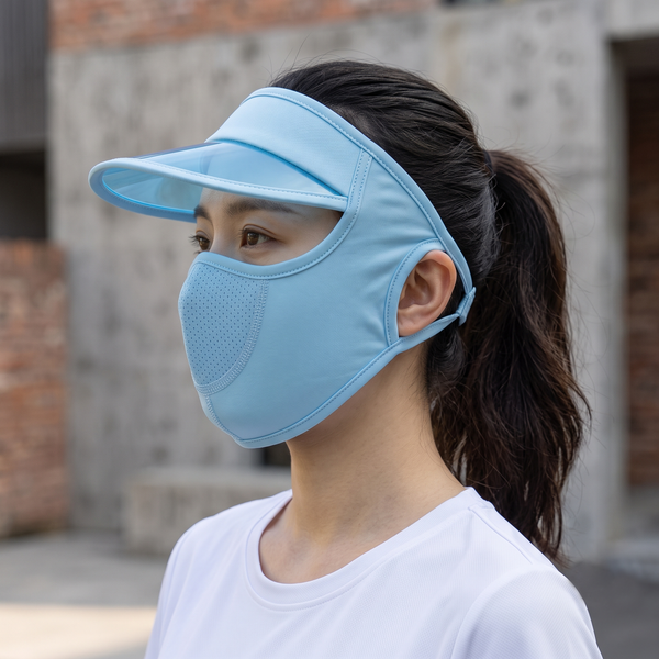 Women's Full Face UV Protection Visor Cap with Breathable Mesh Mask