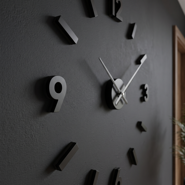 Modern Frameless 3D DIY Black Acrylic 60cm Wall Clock