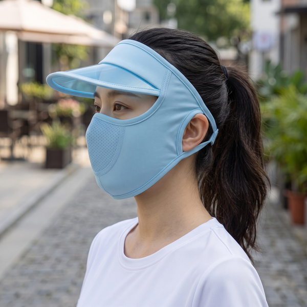 Women's Full Face UV Protection Visor Cap with Breathable Mesh Mask