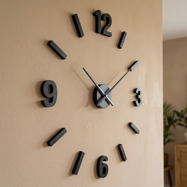 Modern Frameless 3D DIY Black Acrylic 60cm Wall Clock