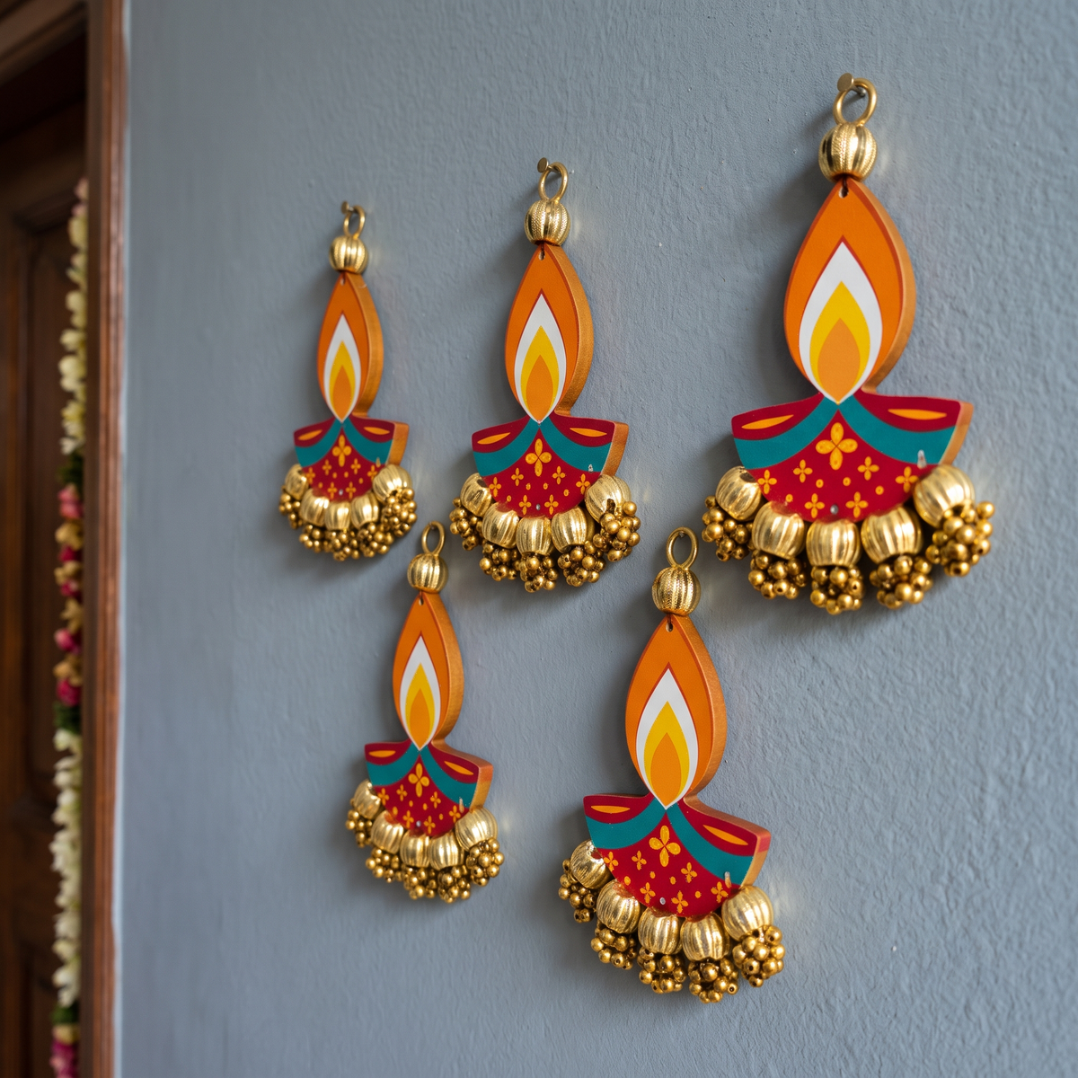 6 Inch Diwali Handcrafted Diya Wall Hanging Set of 5