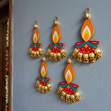 6 Inch Diwali Handcrafted Diya Wall Hanging Set of 5