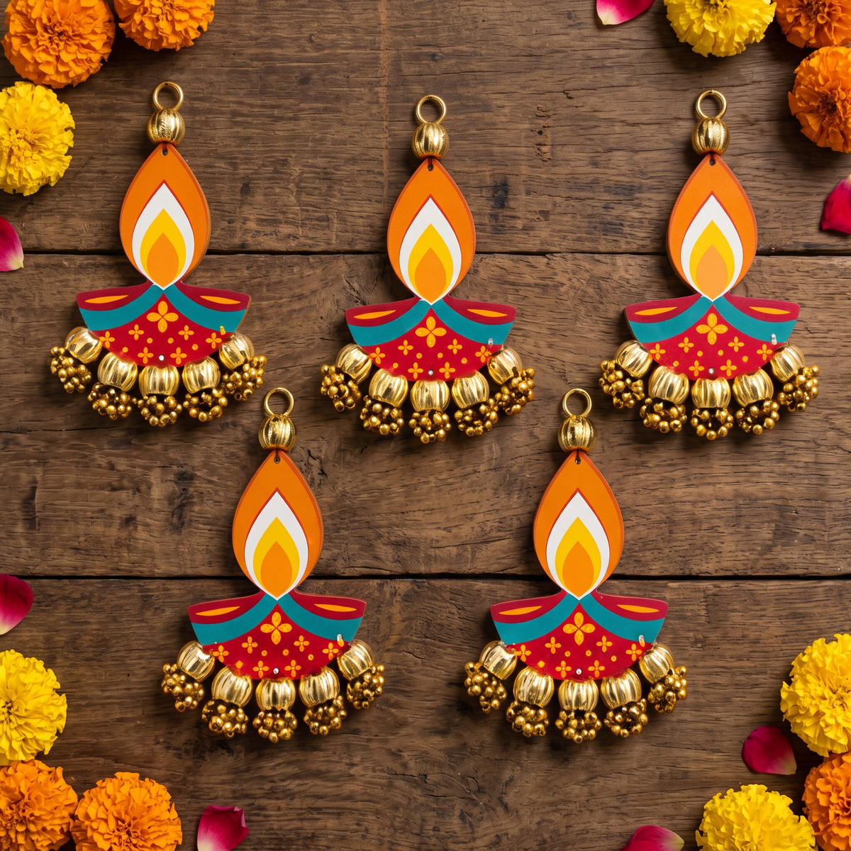 6 Inch Diwali Handcrafted Diya Wall Hanging Set of 5