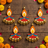 6 Inch Diwali Handcrafted Diya Wall Hanging Set of 5