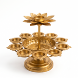 Diwali Urli Bowl Diya Stand with Lotus Candle Holder