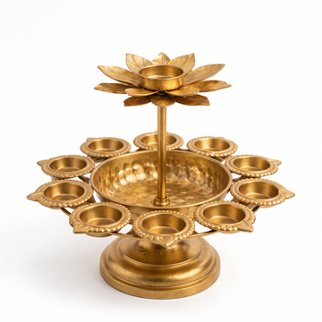 Diwali Urli Bowl Diya Stand with Lotus Candle Holder