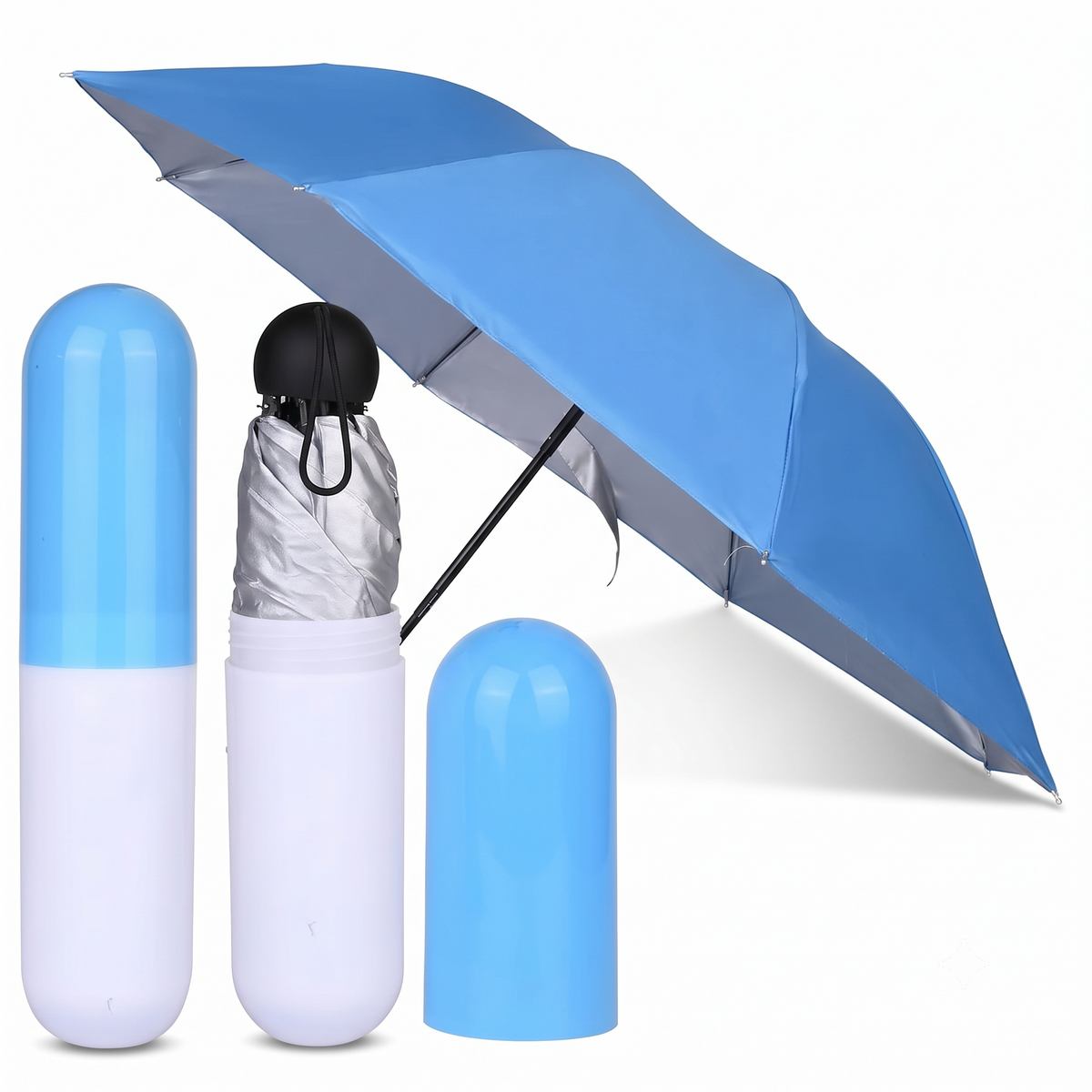 Capsule Shape Mini Folding Umbrella with Storage Case