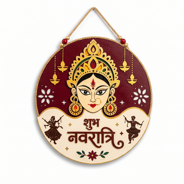 10Inch Auspicious Navratri Maa Durga Wooden Wall Plaque