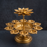 Diwali Urli Bowl Diya Stand with Lotus Candle Holder