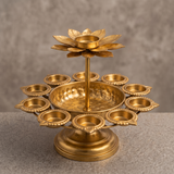 Diwali Urli Bowl Diya Stand with Lotus Candle Holder
