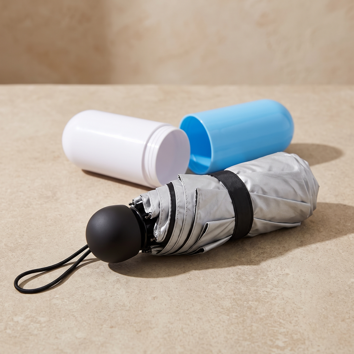 Capsule Shape Mini Folding Umbrella with Storage Case