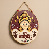 10Inch Auspicious Navratri Maa Durga Wooden Wall Plaque