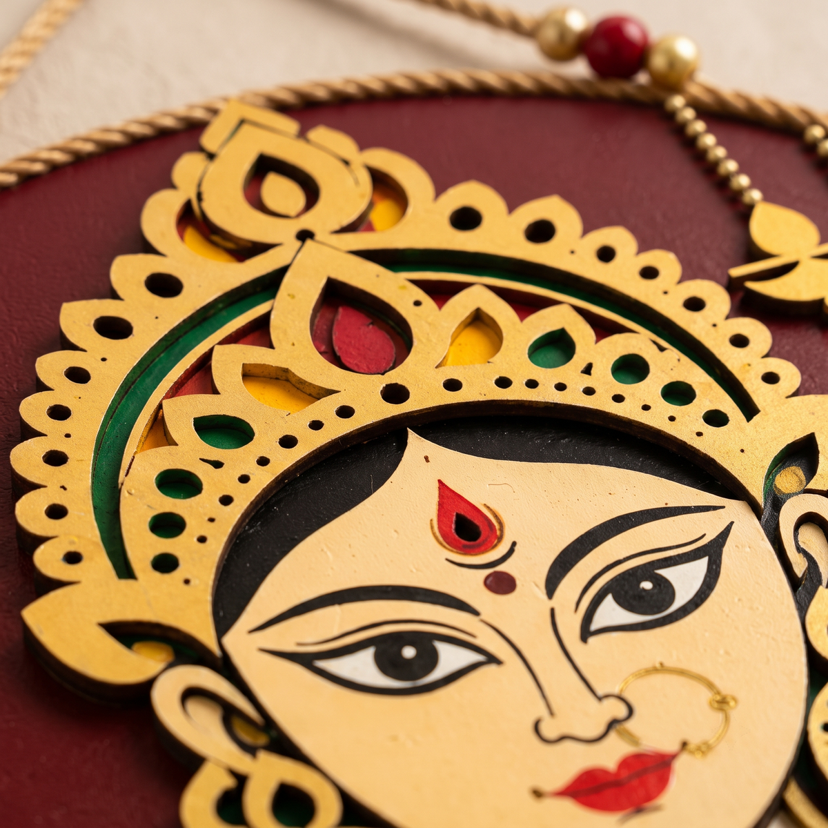 10Inch Auspicious Navratri Maa Durga Wooden Wall Plaque