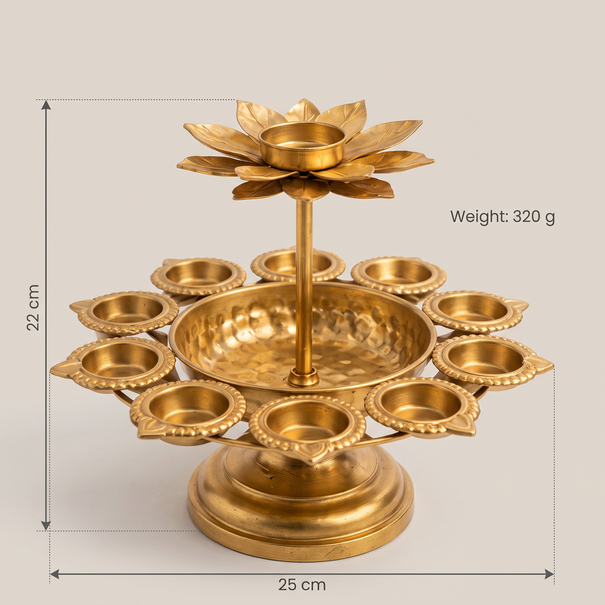 Diwali Urli Bowl Diya Stand with Lotus Candle Holder