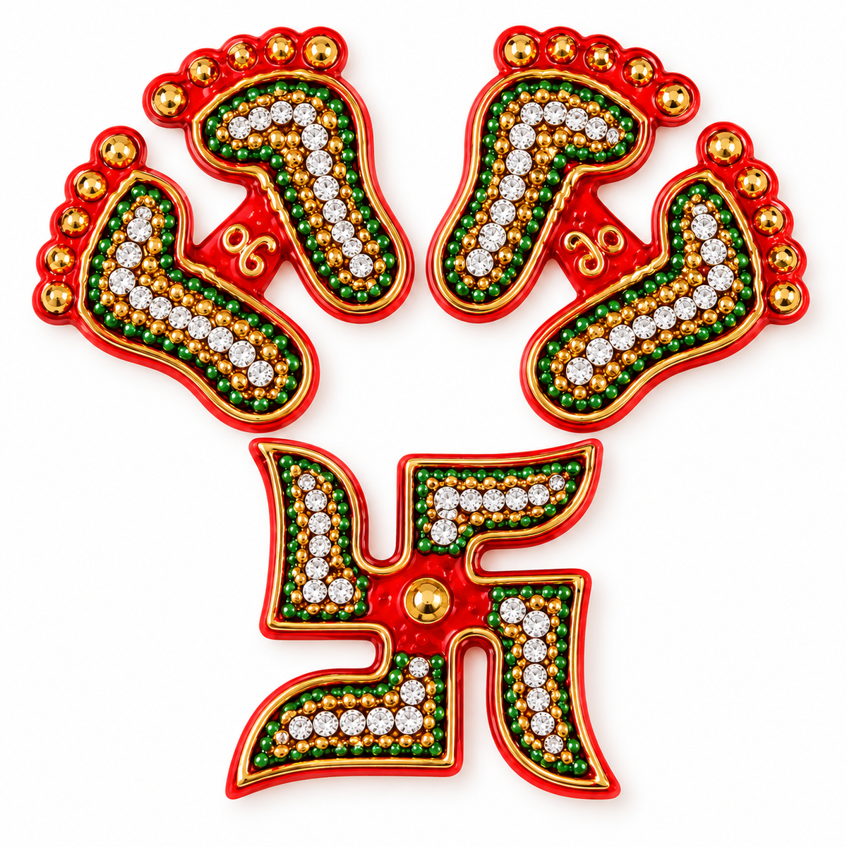 Laxmi Charan & Swastik Gemstone Rangoli Combo (Set of 3)