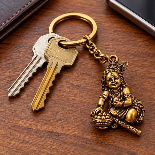 Bal Krishna Makhan Chor Antique Keychain