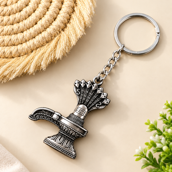 Antique Black Spiritual Shiva Lingam Metal Keychain