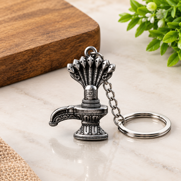Antique Black Spiritual Shiva Lingam Metal Keychain