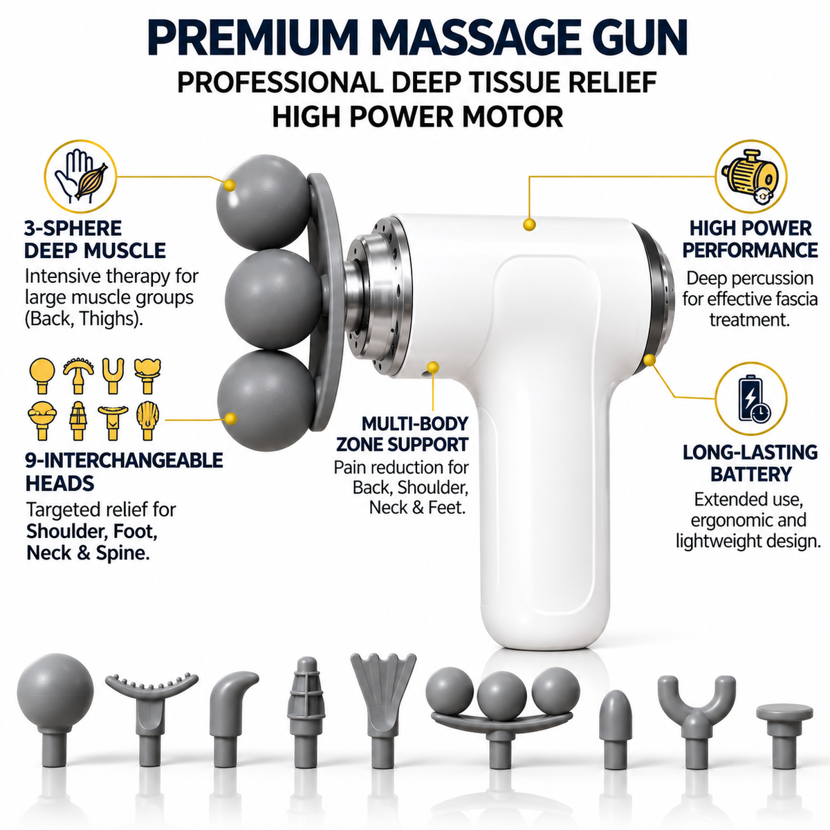 9-in-1 Mini Massage Gun Portable Electric Muscle Massager