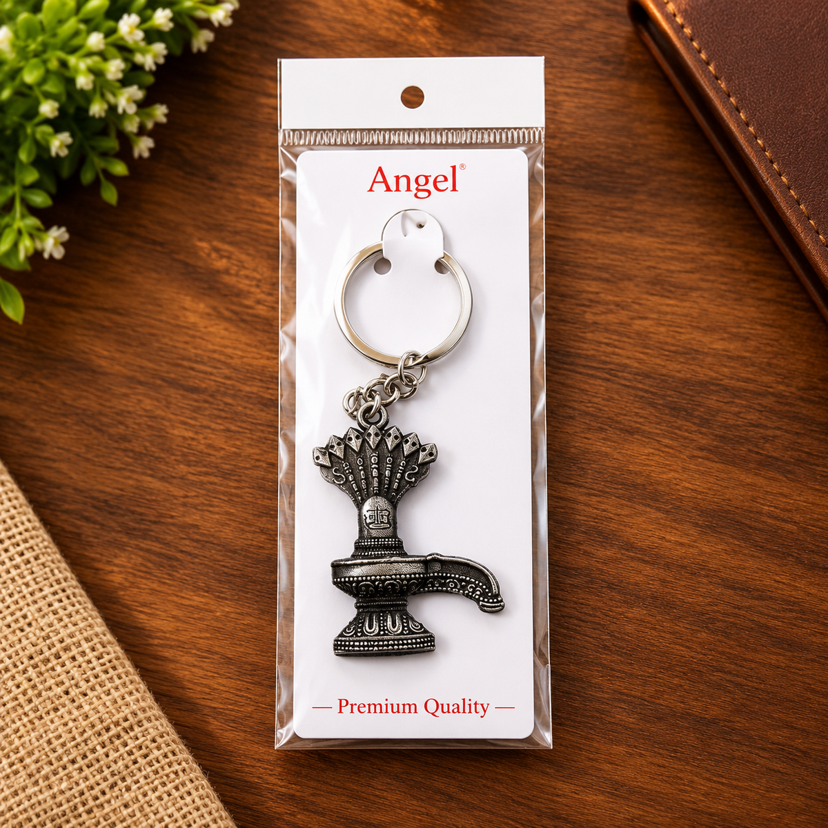 Antique Black Spiritual Shiva Lingam Metal Keychain