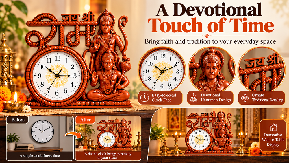 Hanuman Ji & Jai Shree Ram 25 cm Wall Clock Features