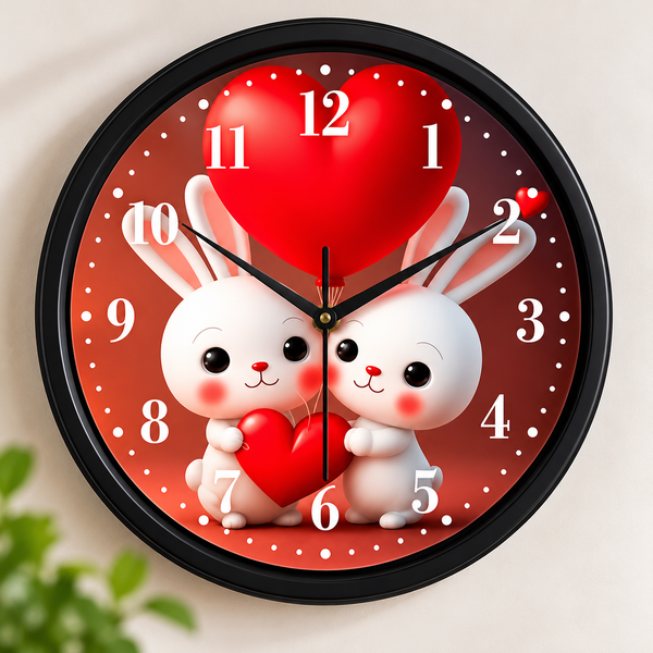Cute Bunny Heart Analog 10" Wall Clock