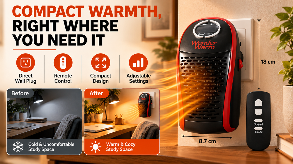 400W Wall Plug Room Heater Features