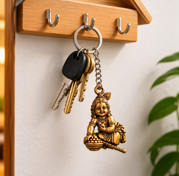 Bal Krishna Makhan Chor Antique Keychain