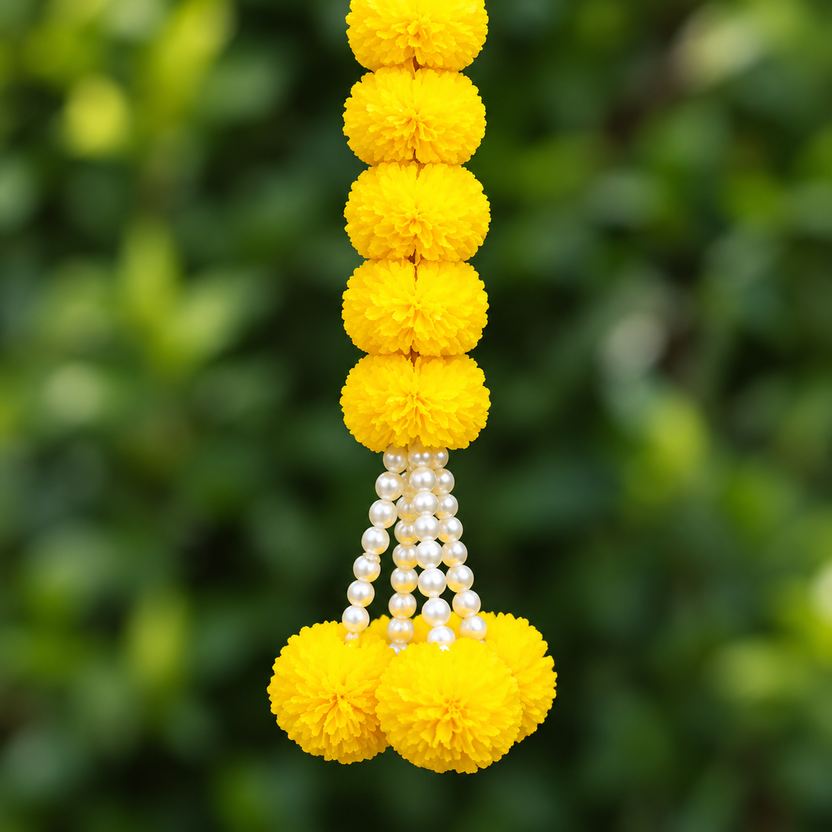 5ft Marigold Garlands with Pearl Tassels – Diwali Decor (5 Pack)