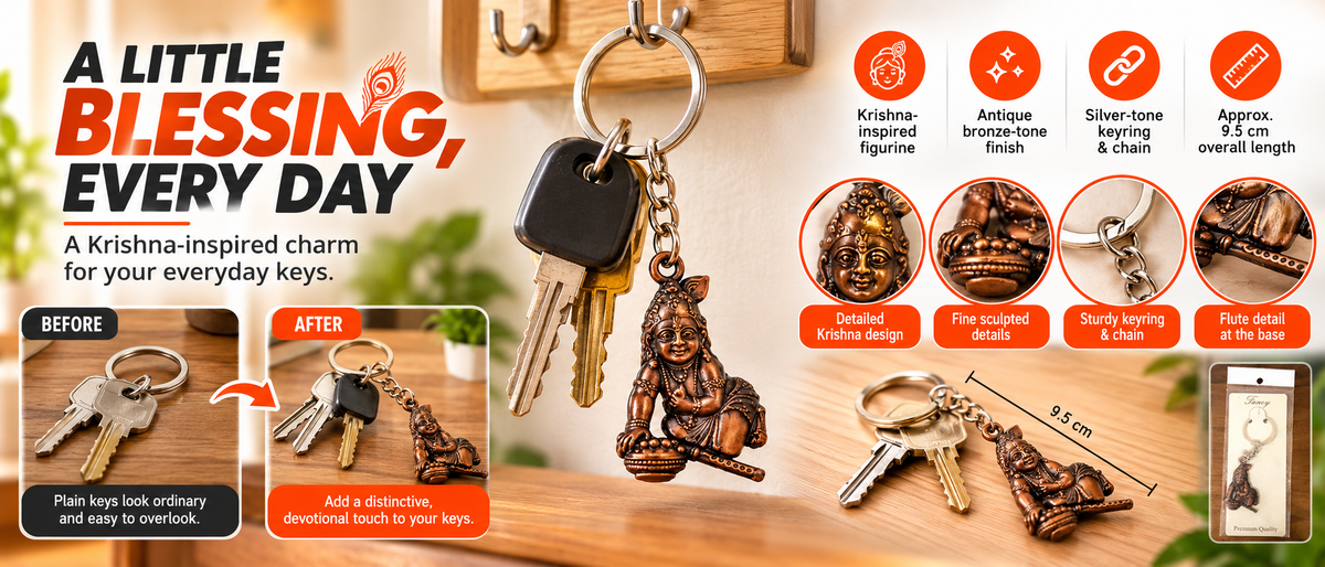 Bal Krishna Makhan Chor Antique Keychain Overview
